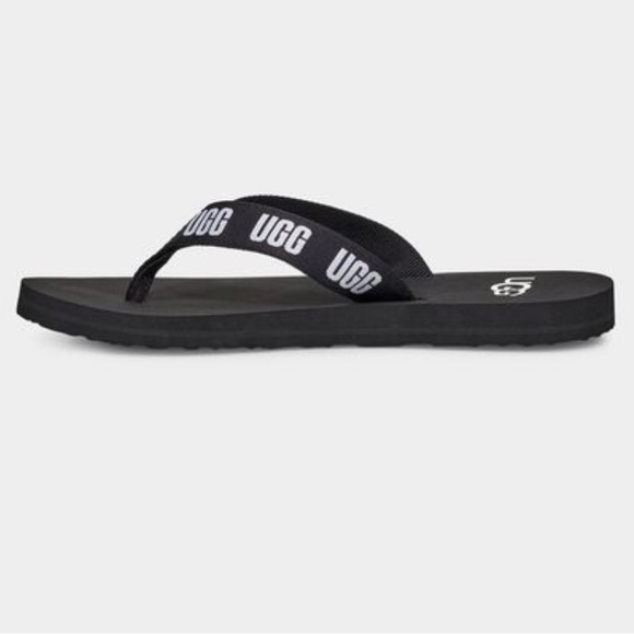 Ugg Flip Flops Womens Sandals Shoes Logo Graphic Black & White Ladies New - Picture 3 of 7